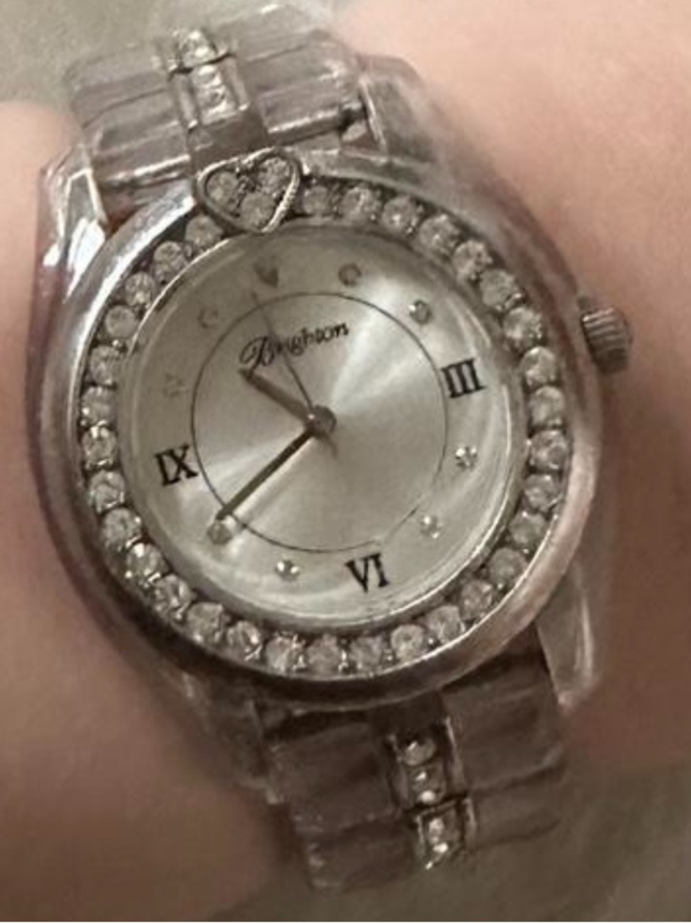 Retired Brighton Dana Point watch, silver-plated finish and crystal accents